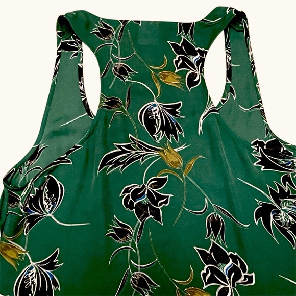 Cabi Tank Top Blouse Green & Black Zoe Falling Flowers Sheer Women’s Size Medium - Picture 4 of 10